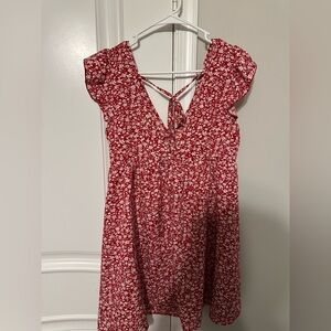 Red and white dress with flowers